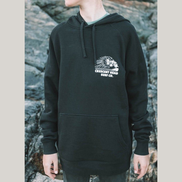 kids black crescent head hoodie